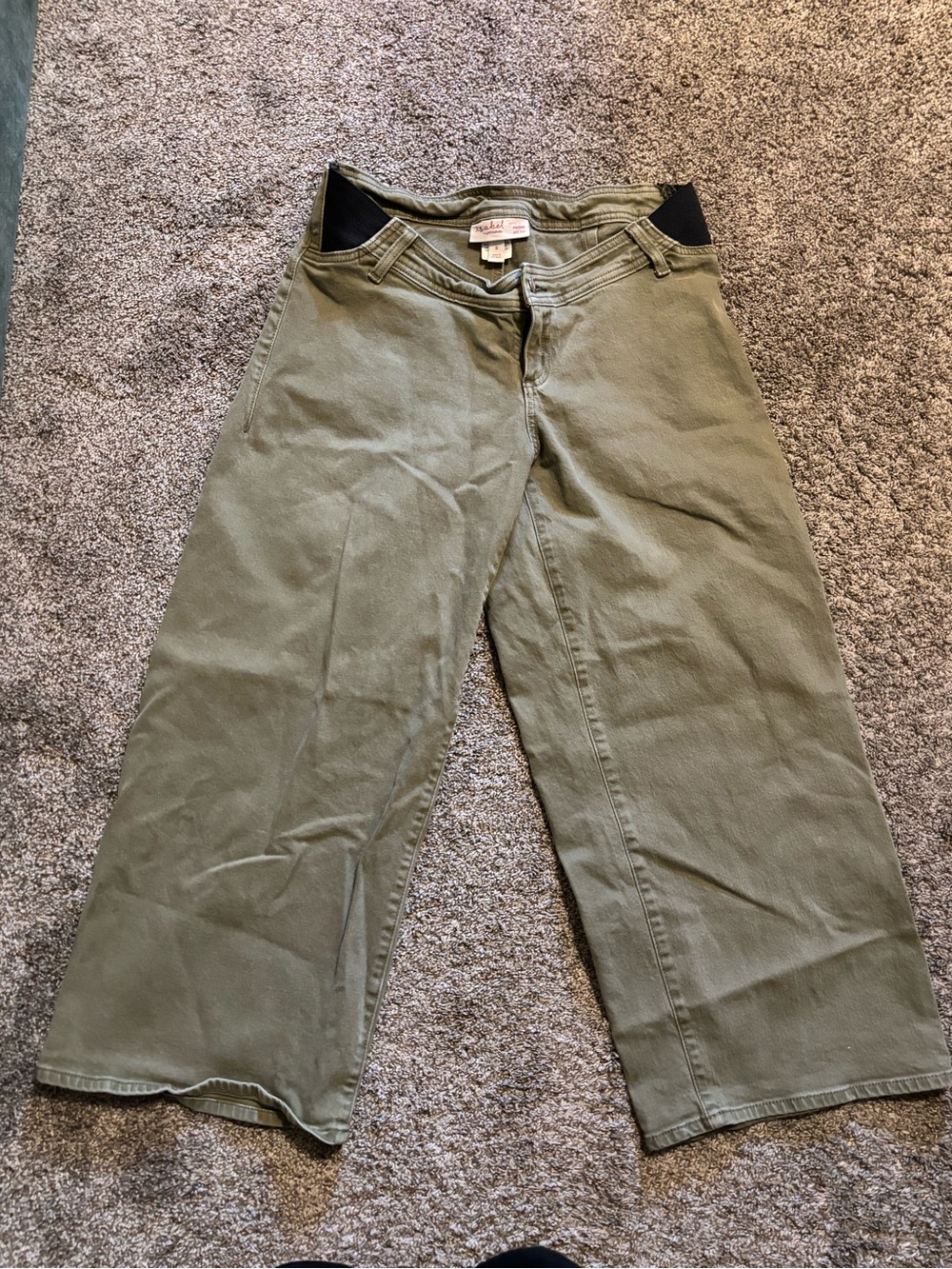 Ingrid Olive Green Maternity Wide-Leg Jeans